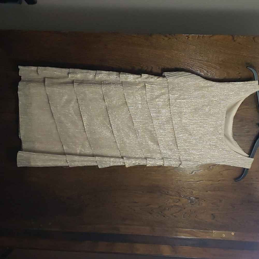Gold, flapper style party dress